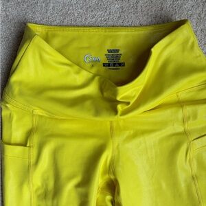 ZYIA Neon Yellow High-Waist Performance Leggings- Metallic!